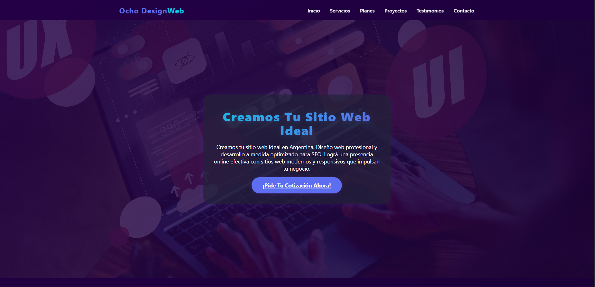 Captura de pantalla del proyecto Ocho Design Web